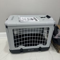 “The Other Door” 4 Door Steel Crate for Dogs/Cats with Removable Tray, Essential Grey, 27 Inch
