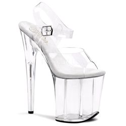 8" Stiletto heel , Clear ankle strap pole dance platform sandal