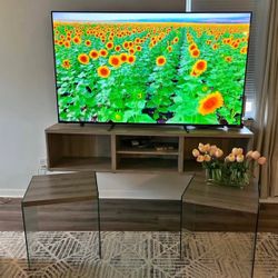 Modern Living Room Set - Tv Stand + 2glass End Tables