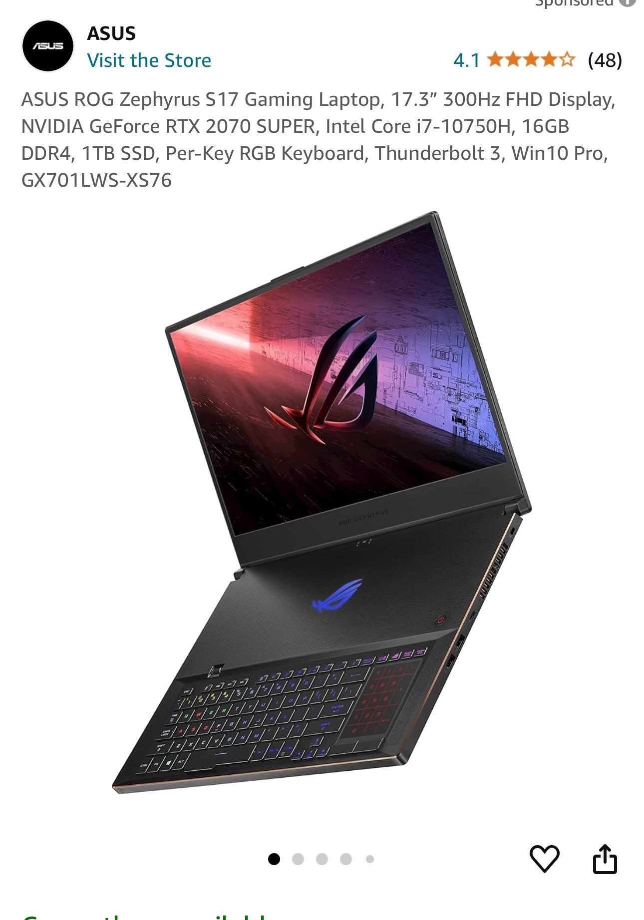 ASUS ROG Zephyrus S17 Gaming Laptop