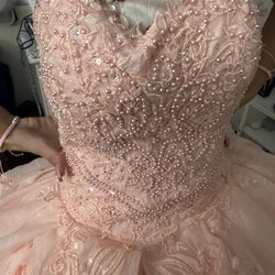 Pink Quinceañera Dress With Crinolina Size 8