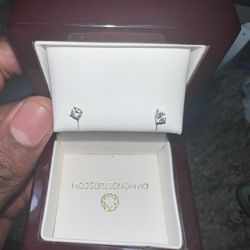 Certified 14K White Gold VS1 Diamond Earrings 0.33 Carat