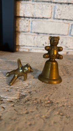 Brass teddy bear bell and dancing bear