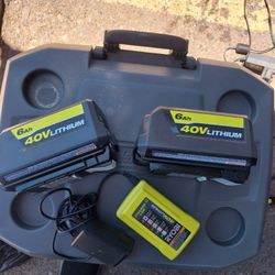 RYOBI 40V LITHIUM BATTERYS 6Ah AND CHARGER 