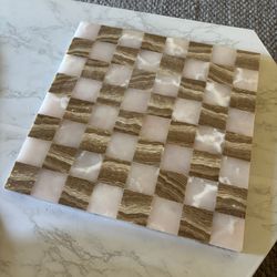 Vintage onyx & marble chess board / charcuterie / table decor