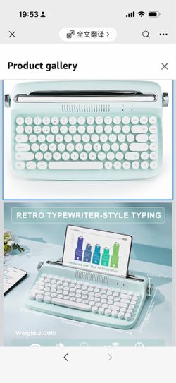 YUNZII ACTTO B303 Wireless Typewriter Keyboard, Retro Bluetooth Aesthetic Keyboard with Integrated Stand for Multi-Device (B303, Sweet Mint)