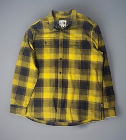 The North Face Mens XL Arroyo Flannel Shirt Black/Yello Plaid NWT