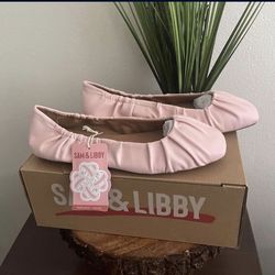 Sam & Libby Pink Ruched Ballet Flats Size 9.5W