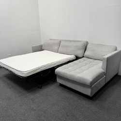❌2k OFF❌ Joybird Briar Sleeper Sectional Couch - Gray Sunbrella Premier Fog Fabric , Right Orientation - Can Deliver