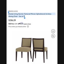 Dining Chairs/ Armless Dining Chairs Set Of Two New