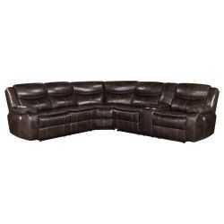 Upholstered Power Reclining Sectional Sofa Brown
