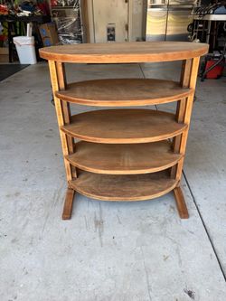 Living Room Vintage 4 Tier Oval Wood Shelf Unit