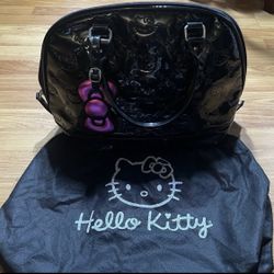 Loungefly Hello Kitty Purse Black Metallic Tote Bag Sanrio 2010 Vinyl