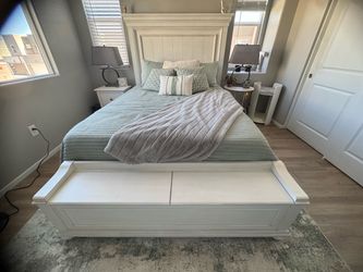 Queen Bed Frame + Box Spring w/Storage