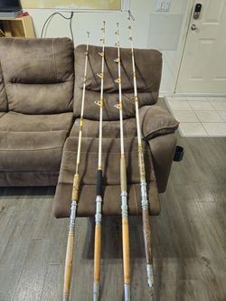 Solid Fiberglass Old School Fishing Rods conventional stand up boat rods