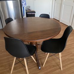 Dining table and Plastic Chairs