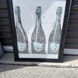 Large Framed Champagne Wall Art – Glam Bar Decor