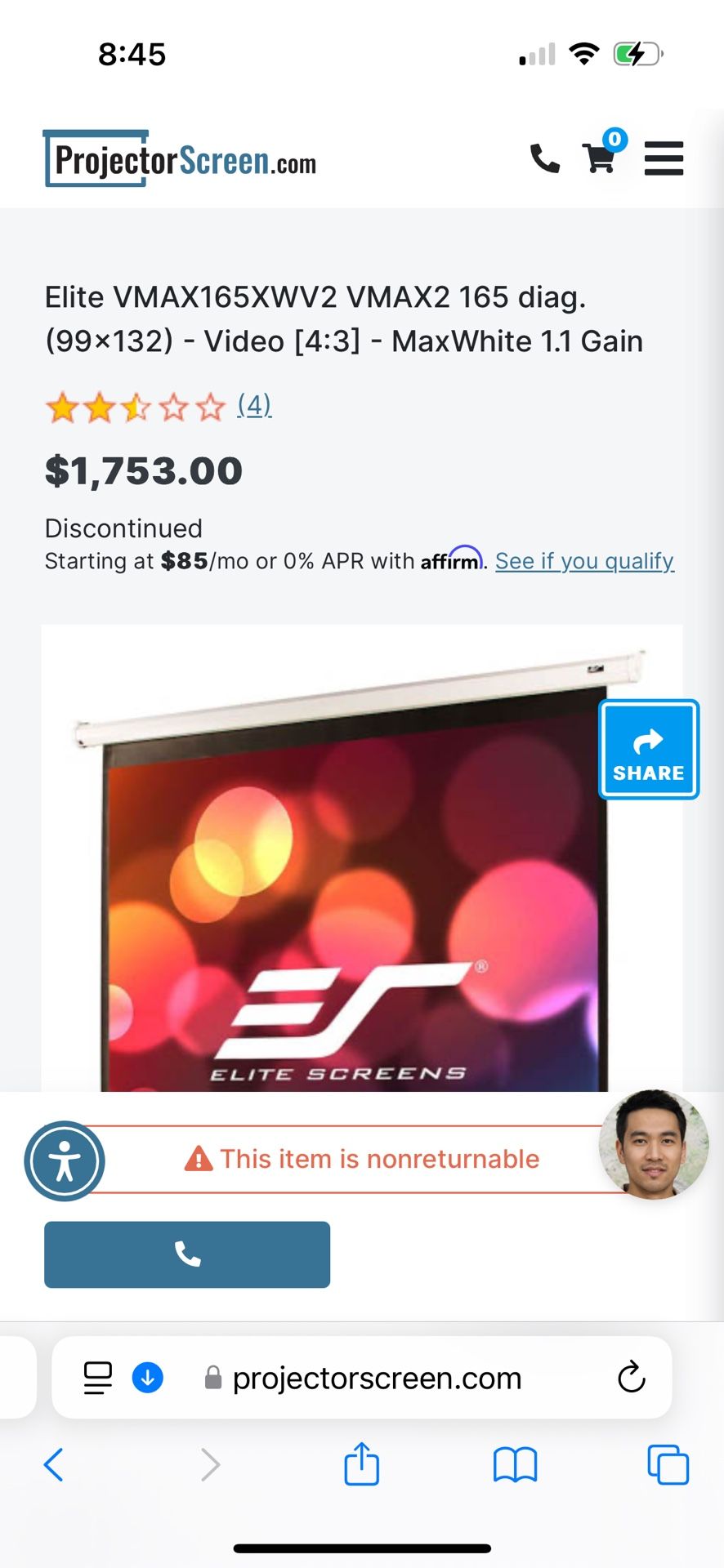 Movie projection Screen