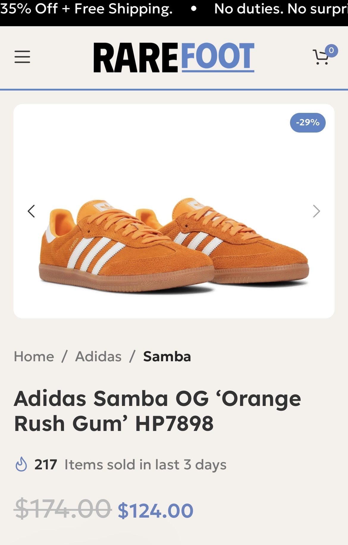 Orange Adidas Samba OG trainers