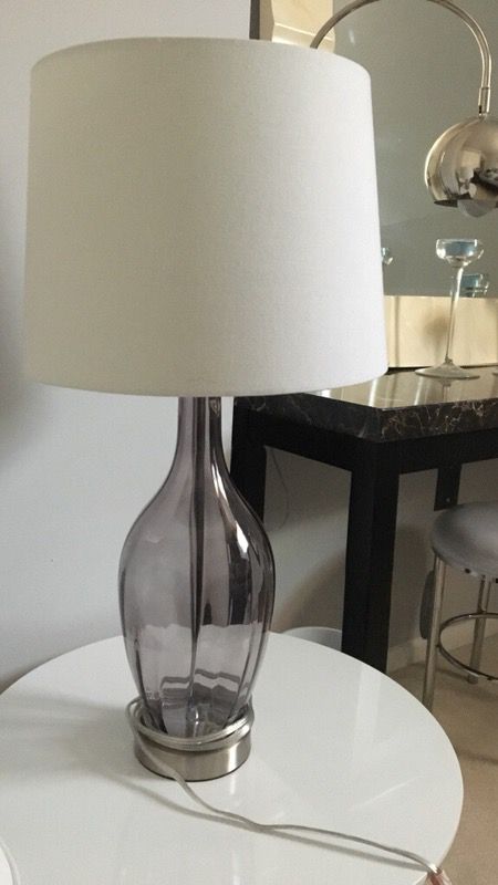 Lamp with gray glass base