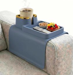 Nestlorage Blue Silicone Couch Cup Holder Tray