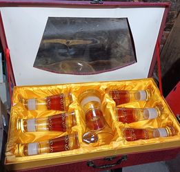 NEW" Set Of Tall Glass Cups w/ Jar