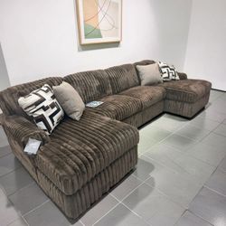 Midnight-Madness Chocolate 3-Piece Double Chaise Sectional