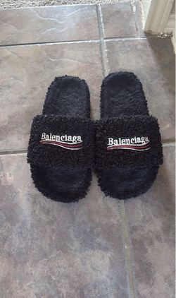 Mens Balenciaga Fur Slides