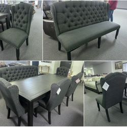 BRAND NEW DINING TABLE WITH 4 OVERSIZED UPHOLSTERED CHAIR AND BENCH $1395! DELIVERY INCLUDED!!  This beautiful table is huge and the oversized upholst