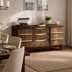 Buffet Cabinet with Storage,55" Wood Cabinet with Side Cabinets,Wide Coffee Bar with 3 Drawers and 2 Doors,Storage Cabinets with Adjustable Shelves fo