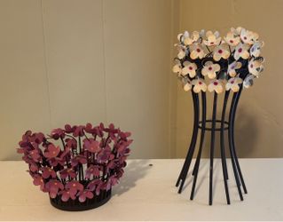 Metal Flower Decorative Sculptures Set of 2