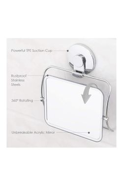 (LL15) TAILI Shower Mirror Suction NO-Drilling & Removable Makeup Mirror Shatter-Proof & Rust-Resistant 360° Rotating Hanging Shower Mirror