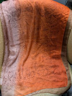 Burnt Orange Paisley Print Beach Cover-Up Scarf Wrap 68 x 43
