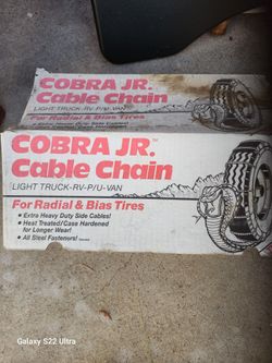 Cobra cable chains, never used. For light truck, RV, pickup, van