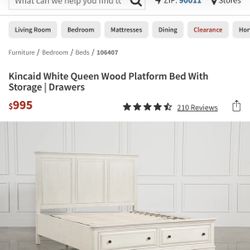 Living Spaces Kincaid queen size Bed frame And Night Stand 