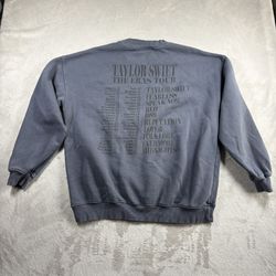 Taylor Swift Eras Tour Blue Crewneck Sweatshirt Women's L Official 2023 US dates
