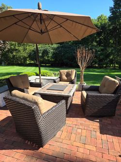 Outdoor patio set with Sunbrella cushions