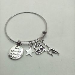 School Spirit Silver Bangle Bracelet