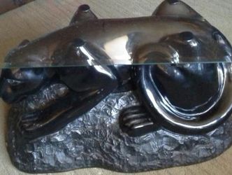 Black panther glass table