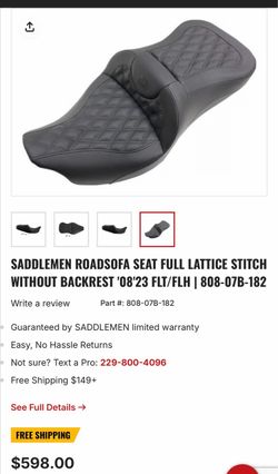 Saddlemen Roadsofa Motorcycle Seat Full Lattice Stitch