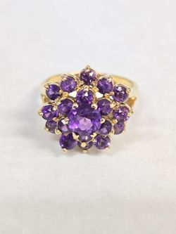 14kt Gold Amethyst Cluster Cocktail Ring