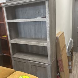Grey Book Shelf With Cabinet 