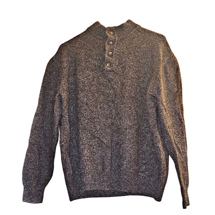 Enzo Mantovani 100% Wool Long Sleeve Pullover Button Sweater