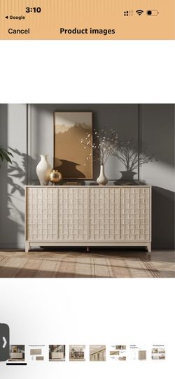 COLAMY Fluted Sideboard Cabinet with Storage – Solid Wood Buffet for Dining Room, Credenza Console with Adjustable Shelves, Walnut Finish, Mid Century