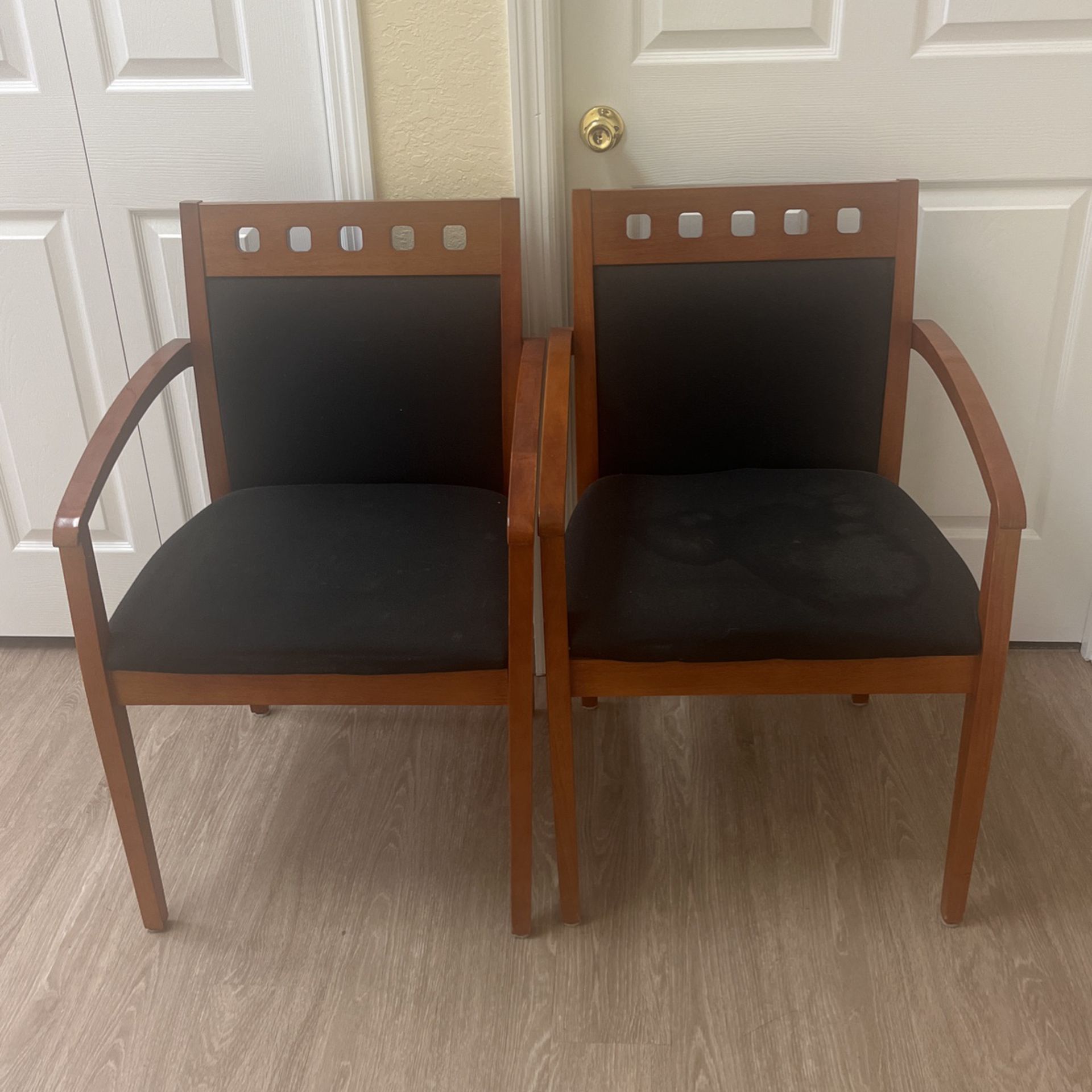 2 Wood Office Chairs 