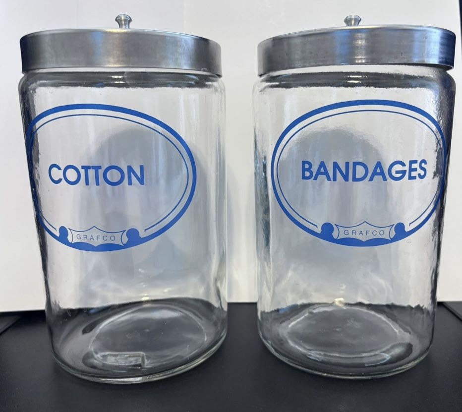 Excellent Glass Jars With Lids Sturdy Apothecary Gauze Bandages Applicators Cotton - Storage / Organization - Strong