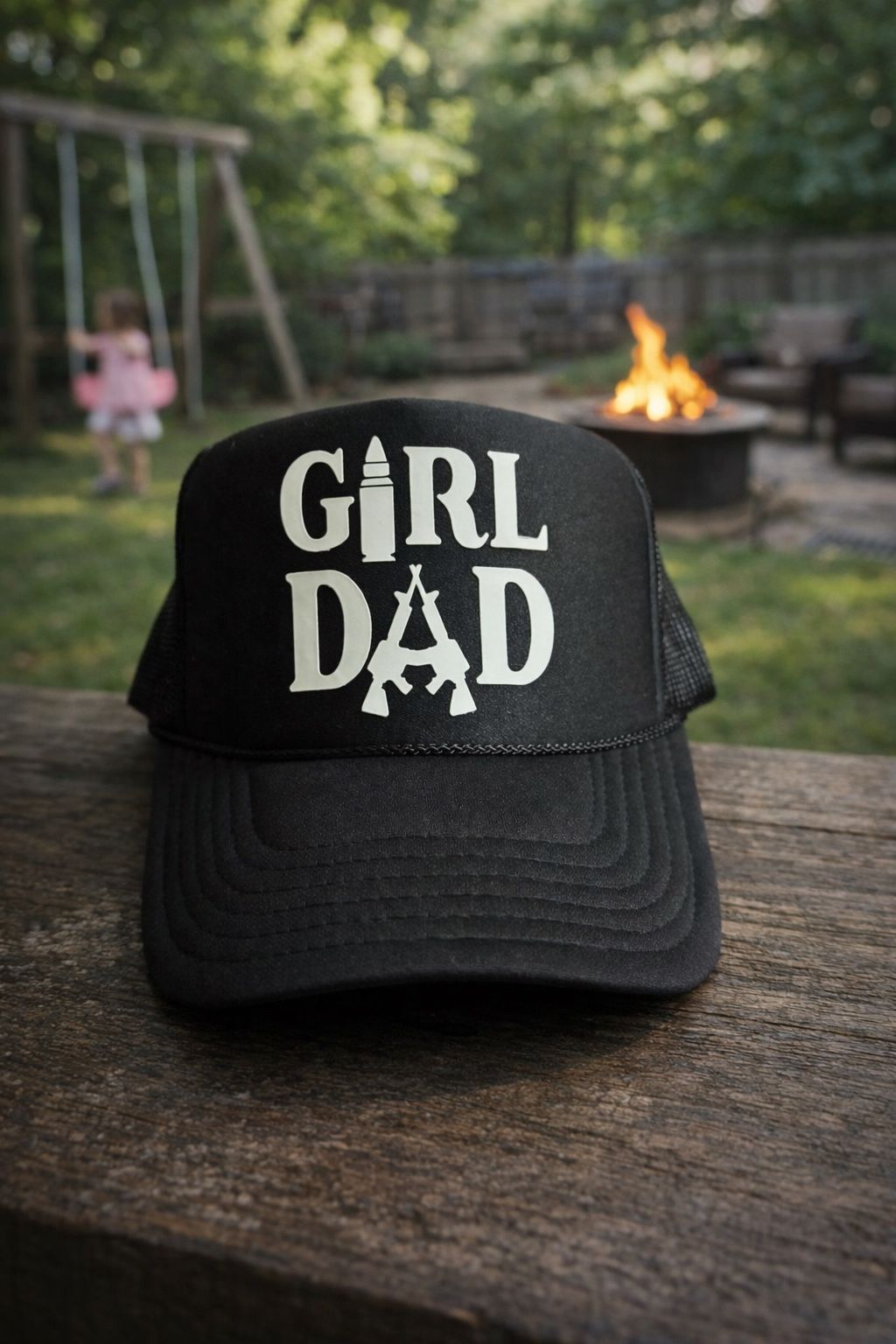 Girl Dad Black Trucker Hat