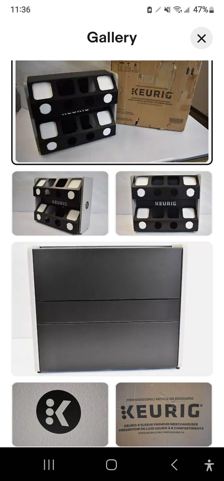 Keurig Premium 8 Sleeve K-Cup Pod Storage Rack Counter Top Display Black Silver