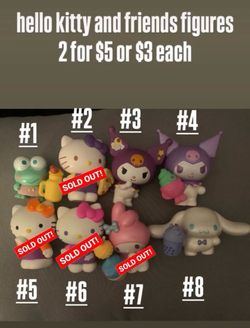 Hello Kitty & Friends Figures 2 for $5 or $3 each
