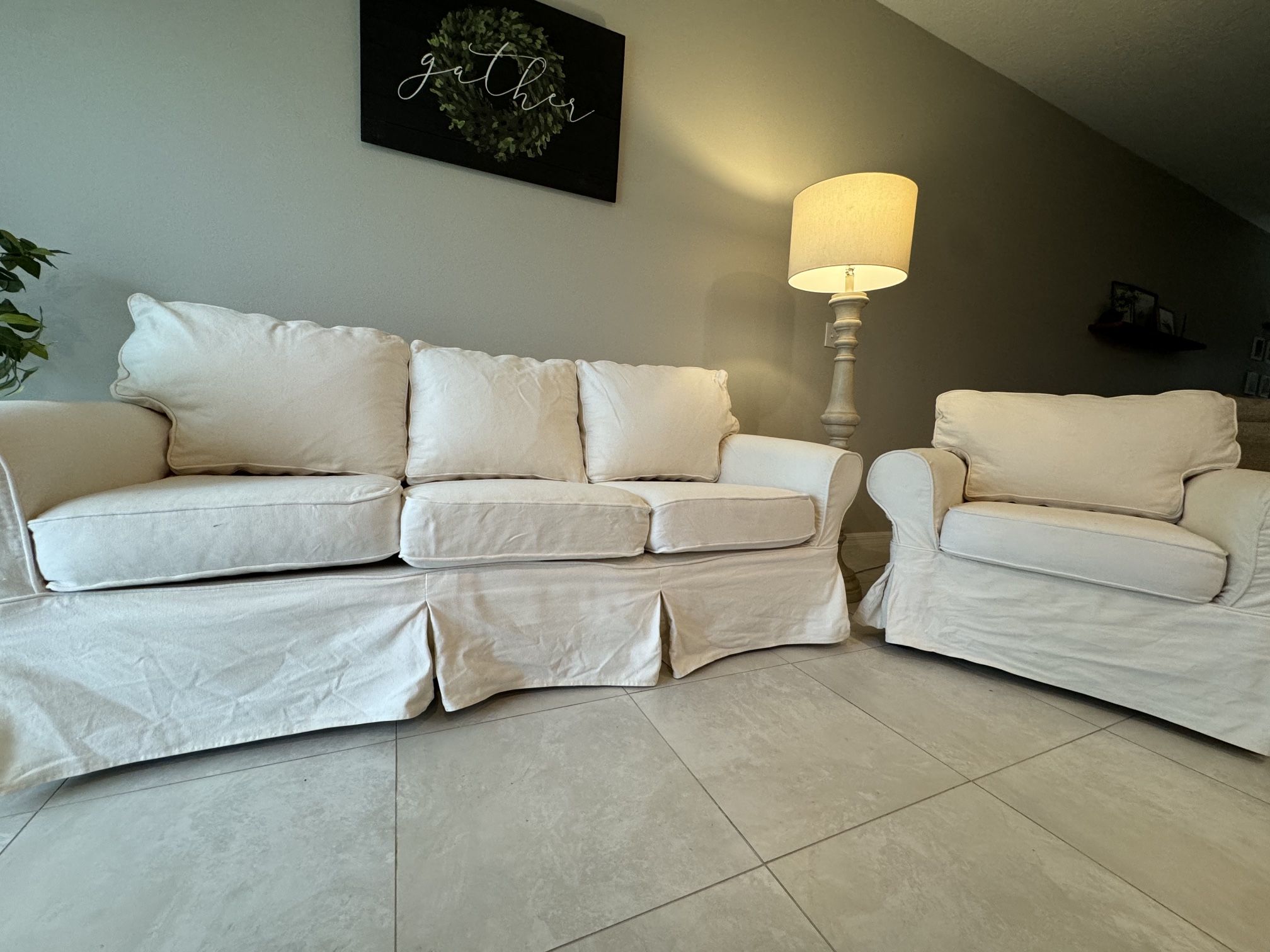 PotteryBarn Slipcover Sofa And Chair
